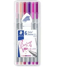 Online Set 6 Rotuladores Fineliner Flamingo Triplus Rotuladores