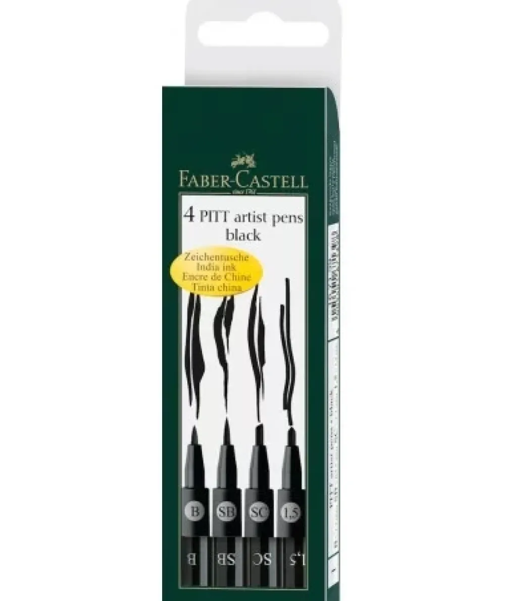 Best Set 4 rotuladores Negro XS-M Pitt Artist Pen Rotuladores
