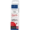Hot Set 4 rotuladores negro y Rojo Pitt Artist Pen Hand Lettering Rotuladores