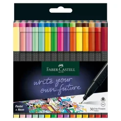 Outlet Set 30 Rotuladores Pastel y Neón Grip Finepen Faber-Castel 0.4 Rotuladores