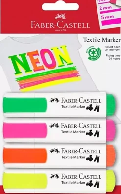 New Set 4 Rotuladores Textil Neón Textile Marker Rotuladores
