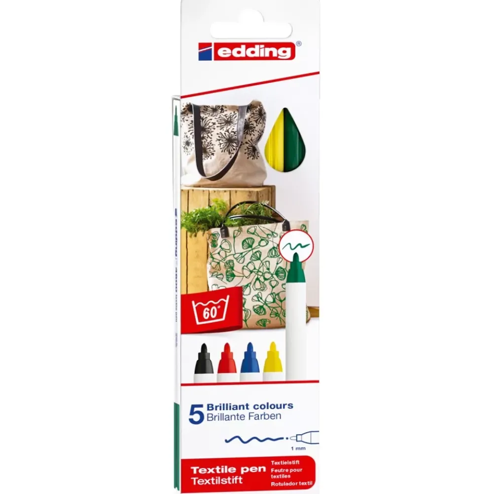 Online Set 5 Rotuladores textiles Colores Básicos Pinturas Para Tela Y Seda|Rotuladores
