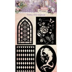 New Set 4 stencils ATC Backgrounds Victorian Dreams Plantillas