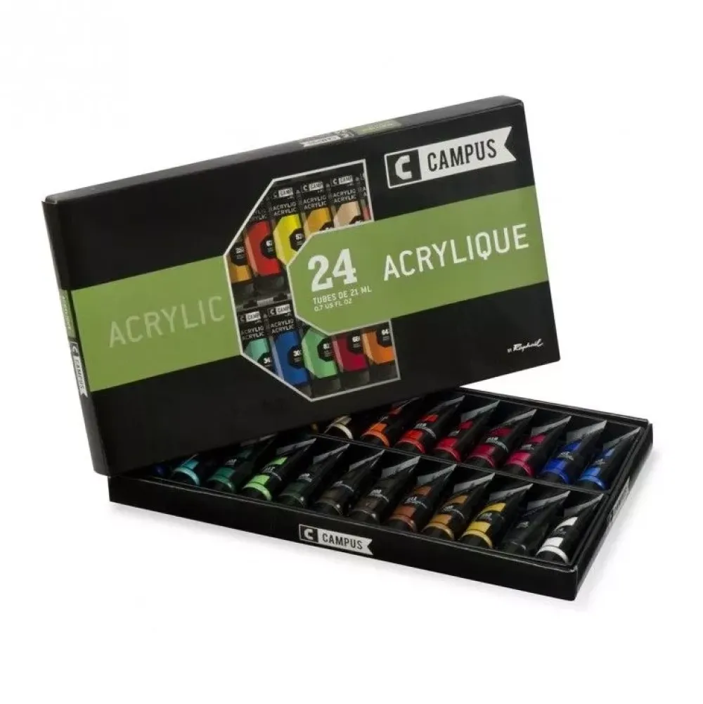 Best Set 24 Tubos Acrílicos Campus 21ml Pinturas Acrílicas