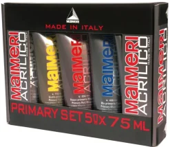 Best Set 5 Tubos Acrílicos Primarios 75ml Pinturas Acrílicas