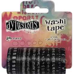 Clearance Set 12 Washi Tape Dylusions Negro Decoupage|Papeles