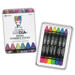 Clearance Set Ceras Acuarelables Neon Scribble Sticks Dina Wakley Ceras, Pátinas Y Tintes