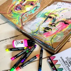 Clearance Set Ceras Acuarelables Neon Scribble Sticks Dina Wakley Ceras, Pátinas Y Tintes