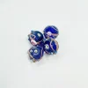 New Set de 4 abalorios de cristal de Murano azul oscuro mate Bisutería