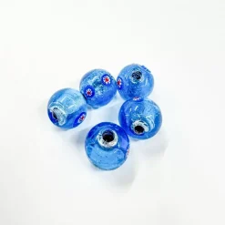 Best Set de 4 abalorios de cristal de Murano azul flores Bisutería