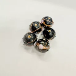 Clearance Set de 4 abalorios de cristal de Murano negro brillante Bisutería