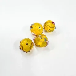 Clearance Set de 4 abalorios de cristal de Murano amarillo brillante Bisutería