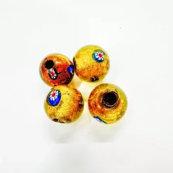 Online Set de 4 abalorios de cristal de Murano amarillo flores Bisutería