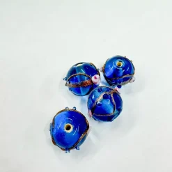 New Set de 4 abalorios de cristal de Murano azul claro brillante Bisutería
