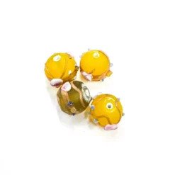 Clearance Set de 4 abalorios de cristal de Murano amarillo mate Bisutería