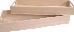 New Set de 2 Bandejas de Madera Rectangular Organización|Maderas