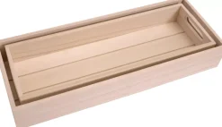 New Set de 2 Bandejas de Madera Rectangular Organización|Maderas