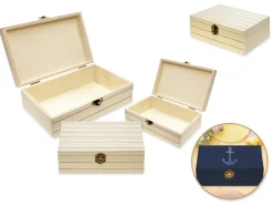 Clearance Set de 3 Cajas de Madera Rectangular Maderas|Organización