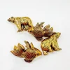 New Set de 4 cuentas de osos y peces doradas Bisutería