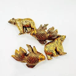 New Set de 4 cuentas de osos y peces doradas Bisutería
