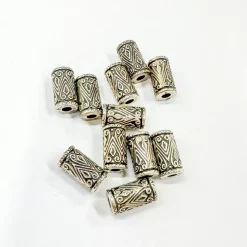 Set de 11 cuentas tubo plata Bisutería