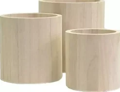 Discount Set de 3 Jarrones de Madera Maderas