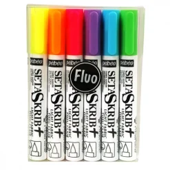 Clearance Set de 6 marcadores fluorescentes punta pincel Telas Claras 1mm Telas, Sedas Y Fieltro