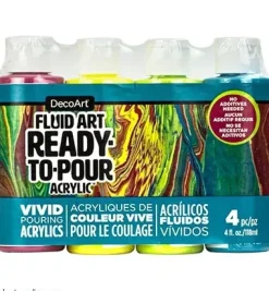 Best Set de 4 Pinturas Fluid Art Tropical Pinturas Acrílicas