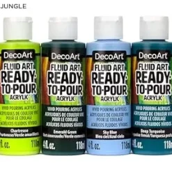 Clearance Set de 4 Pinturas Fluid Art Jungla Pinturas Acrílicas