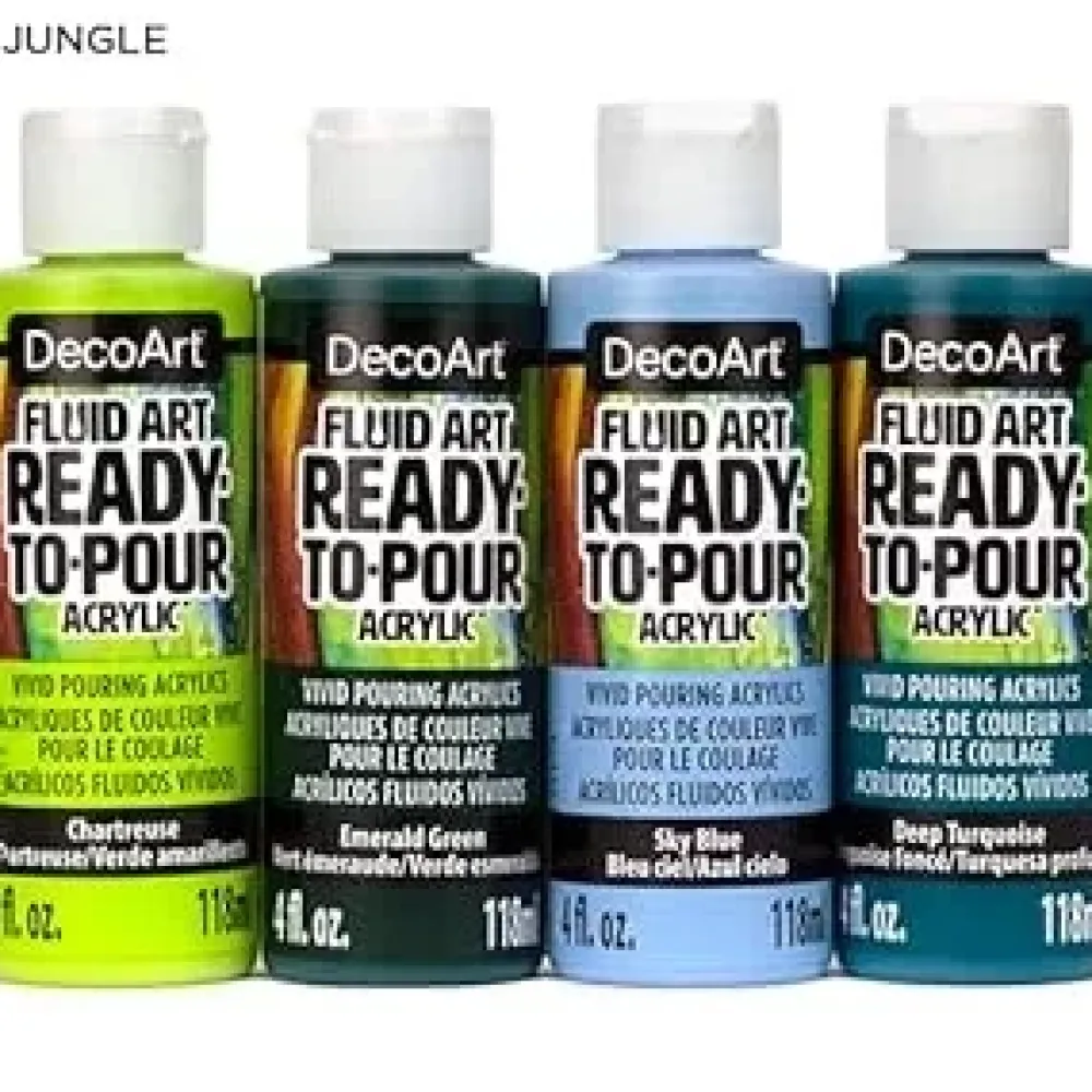 Clearance Set de 4 Pinturas Fluid Art Jungla Pinturas Acrílicas
