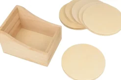 New Set de 6 Posavasos de Madera Redondos Maderas