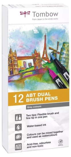 Outlet Set de 12 rotuladores ABT Dual Brush Colores Grises Rotuladores