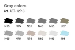 Outlet Set de 12 rotuladores ABT Dual Brush Colores Grises Rotuladores