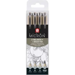 Hot Set de 4 Rotuladores grises Pigma Micron Rotuladores