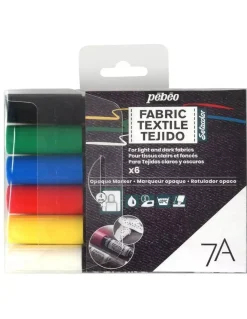 Sale Set de 6 Rotuladores para Tela Setacolor 7A Opaque Pinturas Para Tela Y Seda
