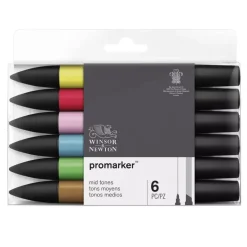 Best Set de 6 Rotuladores Promarker Tonos Medios Winsor y Newton Rotuladores