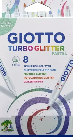 Outlet Set de 8 Rotuladores Turbo Glitter Pastel Niños Niños Y Regalos