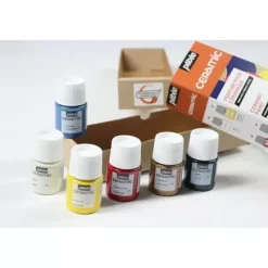 Outlet Set de Iniciación Ceramic 6 Pinturas para Cerámica y Vidrio 20ml Pinturas De Vidrio Y Cerámica
