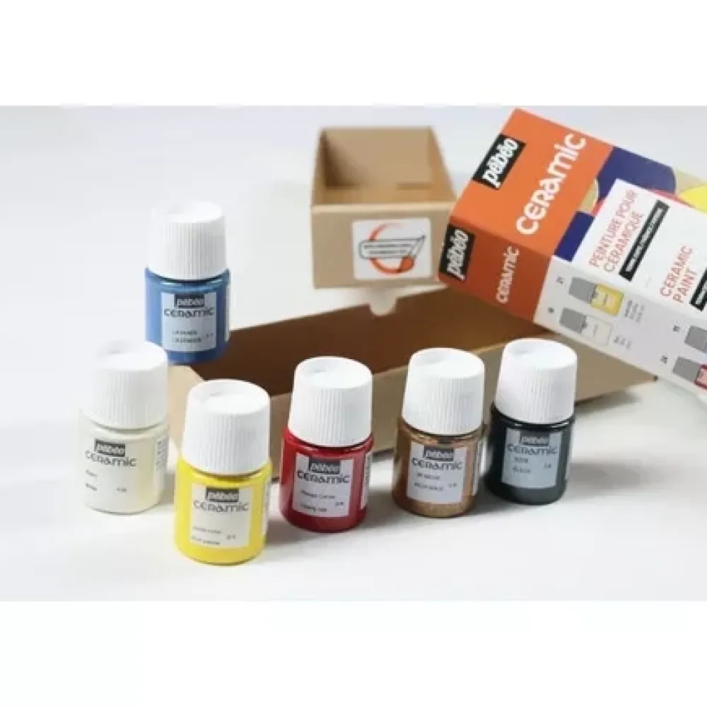 Outlet Set de Iniciación Ceramic 6 Pinturas para Cerámica y Vidrio 20ml Pinturas De Vidrio Y Cerámica