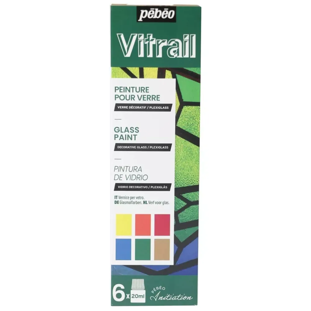 Outlet Set de Iniciación Vitrail 6 Pinturas Cristal y Cerámica 20ml Pinturas De Vidrio Y Cerámica
