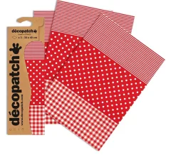 New Set de papeles Decopatch Rayas, lunares y vichy rojo Decoupage