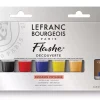 Hot Set Iniciación Flashe 6 Tubos Acrlilico + Barniz Lefranc & Bourgeois 20ml Pinturas Acrílicas