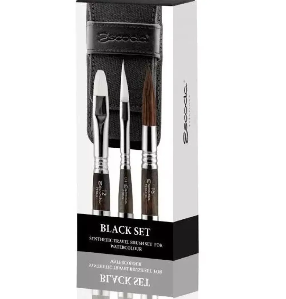 Hot Set viaje acuarela 1272 estuche tela negra y pinceles Pinceles Y Brochas