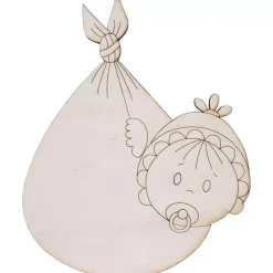 Online Silueta de Madera Bebé en Pañuelo 15x18cm Maderas