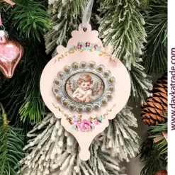 Outlet Silueta de madera Bola de Navidad 2 con Camafeo Dayka Navidad