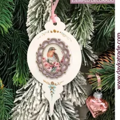 Best Silueta de madera Mini Bola de Navidad con Camafeo Dayka Navidad