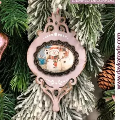 Online Silueta de madera Mini Bola de Navidad con Camafeo ovalado Dayka Navidad