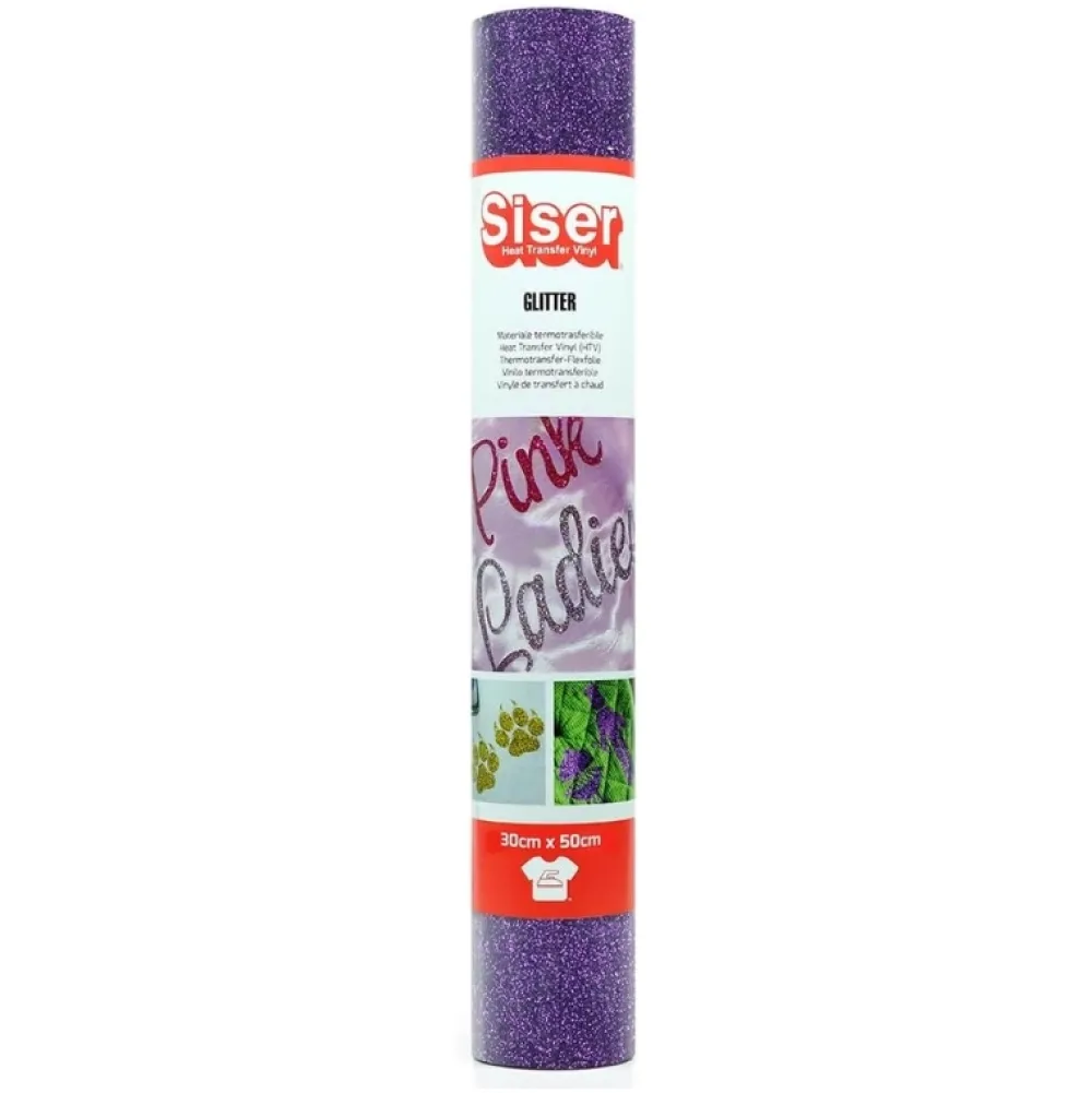 New Vinilo Termotransferible Glitter Purple 30x50cm Silhouette
