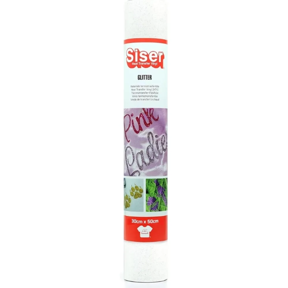 Best Vinilo Termotransferible Glitter White 30x50cm Silhouette