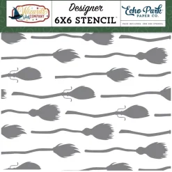 Online Stencil Bewitching Brooms Wizards & Company Echo Park Plantillas